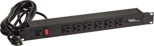 Wiremold - 6 Outlets, 120 Volts, 15 Amps, 15' Cord, Power Outlet Strip - Rack Mount, 6 Front NEMA Configuration, cULus Recognized - Exact Tool & Supply