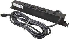 Wiremold - 6 Outlets, 120 Volts, 15 Amps, 15' Cord, Power Outlet Strip - Rack Mount, 6 Back NEMA Configuration, 19" Strip - Exact Tool & Supply