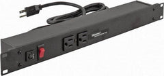 Wiremold - 6 Outlets, 120 Volts, 15 Amps, 6' Cord, Power Outlet Strip - Rack Mount, 2 Front - 4 Back NEMA Configuration, 19" Strip - Exact Tool & Supply