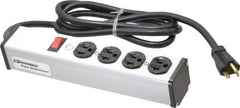 Wiremold - 4 Outlets, 120 Volts, 20 Amps, 6' Cord, Power Outlet Strip - Free Hanging Mount, 5-20 NEMA Configuration, 10-3/4" Strip, cULus Listed - Exact Tool & Supply