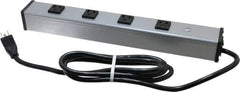 Wiremold - 4 Outlets, 120 Volts, 15 Amps, 6' Cord, Power Outlet Strip - Free Hanging Mount, 5-15 NEMA Configuration, 16" Strip, cULus Listed - Exact Tool & Supply