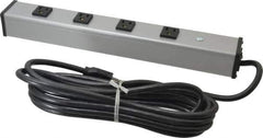 Wiremold - 4 Outlets, 120 Volts, 15 Amps, 15' Cord, Power Outlet Strip - Free Hanging Mount, 5-15 NEMA Configuration, 16" Strip, cULus Listed - Exact Tool & Supply