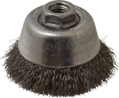 Osborn - 3-1/2" Diam, 5/8-11 Threaded Arbor, Steel Fill Cup Brush - 0.0118 Wire Diam, 1" Trim Length, 7,500 Max RPM - Exact Tool & Supply