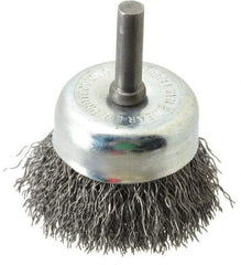 Osborn - 1-3/4" Diam, 1/4" Shank Diam, Steel Fill Cup Brush - 0.0118 Wire Diam, 1/2" Trim Length, 13,000 Max RPM - Exact Tool & Supply