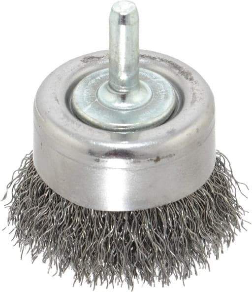 Osborn - 2" Diam, 1/4" Shank Diam, Steel Fill Cup Brush - 0.0118 Wire Diam, 5/8" Trim Length, 10,500 Max RPM - Exact Tool & Supply