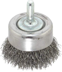 Osborn - 2" Diam, 1/4" Shank Diam, Steel Fill Cup Brush - 0.0118 Wire Diam, 5/8" Trim Length, 10,500 Max RPM - Exact Tool & Supply