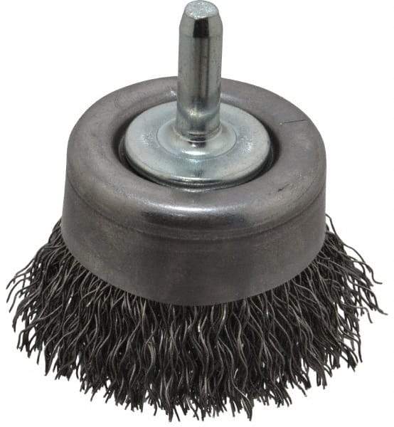 Osborn - 2" Diam, 1/4" Shank Diam, Steel Fill Cup Brush - 0.014 Wire Diam, 5/8" Trim Length, 10,500 Max RPM - Exact Tool & Supply