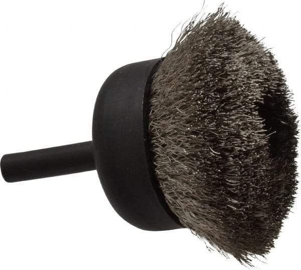 Osborn - 1-3/4" Diam, 1/4" Shank Diam, Stainless Steel Fill Cup Brush - 0.006 Wire Diam, 1/2" Trim Length, 13,000 Max RPM - Exact Tool & Supply