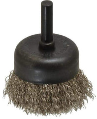 Osborn - 1-3/4" Diam, 1/4" Shank Diam, Stainless Steel Fill Cup Brush - 0.0118 Wire Diam, 1/2" Trim Length, 13,000 Max RPM - Exact Tool & Supply