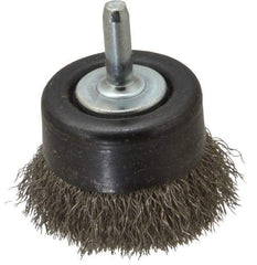 Osborn - 2" Diam, 1/4" Shank Diam, Stainless Steel Fill Cup Brush - 0.008 Wire Diam, 5/8" Trim Length, 10,500 Max RPM - Exact Tool & Supply