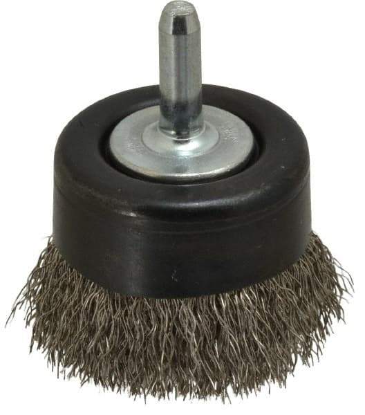 Osborn - 2" Diam, 1/4" Shank Diam, Stainless Steel Fill Cup Brush - 0.0104 Wire Diam, 5/8" Trim Length, 10,500 Max RPM - Exact Tool & Supply