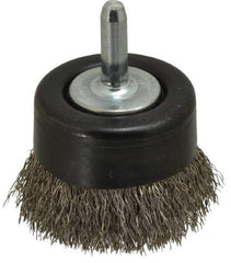 Osborn - 2" Diam, 1/4" Shank Diam, Stainless Steel Fill Cup Brush - 0.0104 Wire Diam, 5/8" Trim Length, 10,500 Max RPM - Exact Tool & Supply