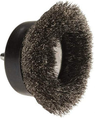 Osborn - 2-1/2" Diam, 1/4" Shank Diam, Stainless Steel Fill Cup Brush - 0.008 Wire Diam, 5/8" Trim Length, 4,500 Max RPM - Exact Tool & Supply