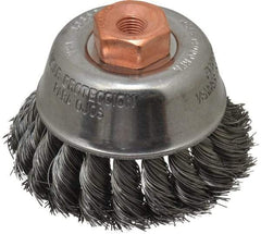 Osborn - 2-3/4" Diam, 3/8-24 Threaded Arbor, Steel Fill Cup Brush - 0.014 Wire Diam, 14,000 Max RPM - Exact Tool & Supply
