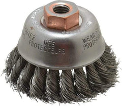 Osborn - 2-3/4" Diam, 1/2-13 Threaded Arbor, Steel Fill Cup Brush - 0.014 Wire Diam, 14,000 Max RPM - Exact Tool & Supply