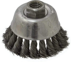 Osborn - 2-3/4" Diam, 5/8-11 Threaded Arbor, Steel Fill Cup Brush - 0.014 Wire Diam, 14,000 Max RPM - Exact Tool & Supply