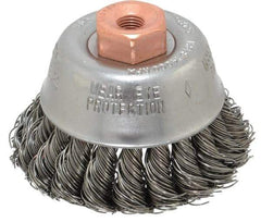 Osborn - 2-3/4" Diam, 3/8-24 Threaded Arbor, Steel Fill Cup Brush - 0.02 Wire Diam, 14,000 Max RPM - Exact Tool & Supply