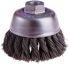 Osborn - 6" Diam, 5/8-11 Threaded Arbor, Steel Fill Cup Brush - 0.02 Wire Diam, 1-3/4" Trim Length, 6,000 Max RPM - Exact Tool & Supply