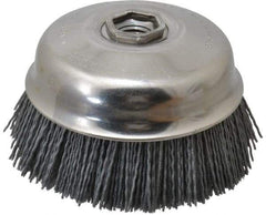 Osborn - 4" Diam, 5/8-11 Threaded Arbor Straight Wire Silicon Carbide Cup Brush - Fine Grade, 1-1/2" Trim Length, 6,000 Max RPM - Exact Tool & Supply