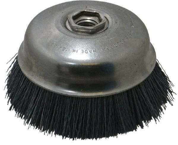 Osborn - 4" Diam, 5/8-11 Threaded Arbor Straight Wire Silicon Carbide Cup Brush - Extra Fine Grade, 1-1/2" Trim Length, 6,000 Max RPM - Exact Tool & Supply