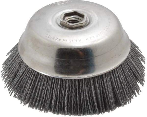 Osborn - 6" Diam, 5/8-11 Threaded Arbor Straight Wire Silicon Carbide Cup Brush - Medium Grade, 1-1/2" Trim Length, 6,000 Max RPM - Exact Tool & Supply