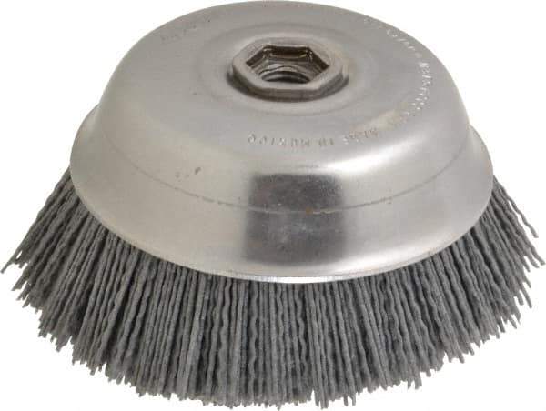 Osborn - 6" Diam, 5/8-11 Threaded Arbor Straight Wire Silicon Carbide Cup Brush - Fine Grade, 1-1/2" Trim Length, 6,000 Max RPM - Exact Tool & Supply