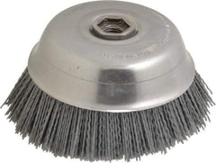 Osborn - 6" Diam, 5/8-11 Threaded Arbor Straight Wire Silicon Carbide Cup Brush - Fine Grade, 1-1/2" Trim Length, 6,000 Max RPM - Exact Tool & Supply