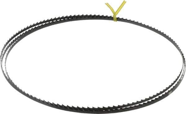 Starrett - 4 TPI, 7' 9-1/2" Long x 1/4" Wide x 0.025" Thick, Welded Band Saw Blade - Carbon Steel, Toothed Edge, Raker Tooth Set, Flexible Back, Contour Cutting - Exact Tool & Supply