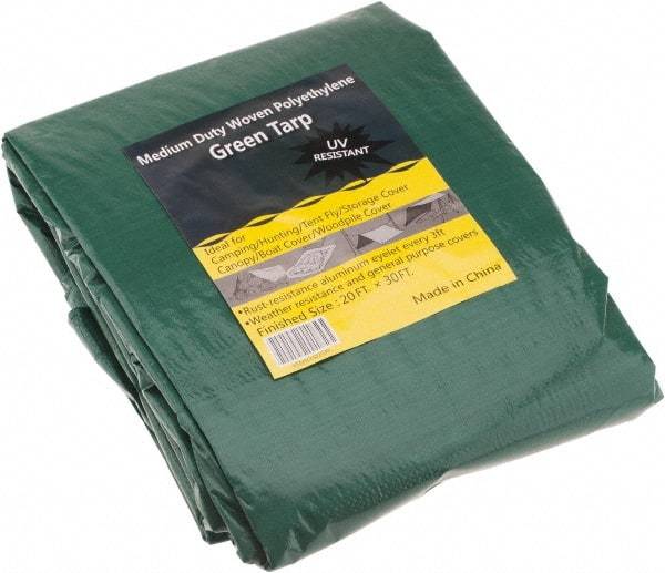 Value Collection - 30' Long x 20' Wide Polyethylene Tarp & Dust Cover - Green, 9 to 10 mil Thickness - Exact Tool & Supply