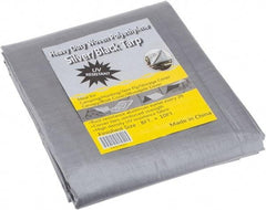 Value Collection - 10' Long x 8' Wide Polyethylene Tarp & Dust Cover - Black & Silver, Grommet, 11 to 12 mil Thickness - Exact Tool & Supply