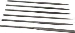 Value Collection - 6 Piece Swiss Pattern File Set - 6-1/4" Long, 2 Coarseness, Round Handle, Set Includes Equalling, Flat, Half Round, Round, Square, Three Square - Exact Tool & Supply