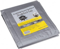 Value Collection - 12' Long x 10' Wide Polyethylene Tarp & Dust Cover - Black & Silver, Grommet, 11 to 12 mil Thickness - Exact Tool & Supply