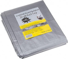 Value Collection - 16' Long x 12' Wide Polyethylene Tarp & Dust Cover - Black & Silver, Grommet, 11 to 12 mil Thickness - Exact Tool & Supply
