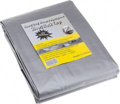Value Collection - 20' Long x 12' Wide Polyethylene Tarp & Dust Cover - Black & Silver, Grommet, 11 to 12 mil Thickness - Exact Tool & Supply