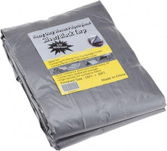 Value Collection - 20' Long x 16' Wide Polyethylene Tarp & Dust Cover - Black & Silver, Grommet, 11 to 12 mil Thickness - Exact Tool & Supply