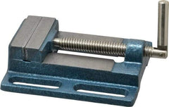 Interstate - 3-3/8" Jaw Opening Capacity x 3/4" Throat Depth, Horizontal Drill Press Vise - 3" Wide x 3/4" High Jaw, Stationary Base, Standard Speed, 7.28" OAL x 1.77" Overall Height, Cast Iron - Exact Tool & Supply
