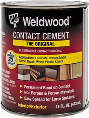 DAP - 16 oz Can Tan Contact Adhesive - 15 min Working Time, Bonds to Cardboard, Concrete, Metal, Paper, Particle Board, Rubber & Wood - Exact Tool & Supply