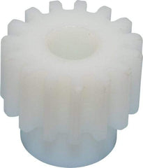 Poly Hi Solidur - 12 Pitch, 1-1/4" Pitch Diam, 1.417" OD, 15 Tooth Spur Gear - 3/4" Face Width, 1/2" Bore Diam, 1" Hub Diam, 14.5° Pressure Angle, Nylon - Exact Tool & Supply
