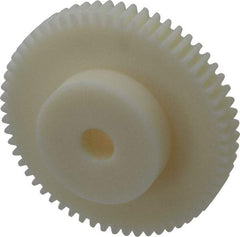 Poly Hi Solidur - 12 Pitch, 5" Pitch Diam, 5.166" OD, 60 Tooth Spur Gear - 3/4" Face Width, 3/4" Bore Diam, 2-3/4" Hub Diam, 14.5° Pressure Angle, Nylon - Exact Tool & Supply