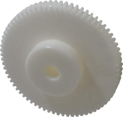 Poly Hi Solidur - 12 Pitch, 6" Pitch Diam, 6.166" OD, 72 Tooth Spur Gear - 3/4" Face Width, 3/4" Bore Diam, 2-3/4" Hub Diam, 14.5° Pressure Angle, Nylon - Exact Tool & Supply