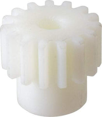 Poly Hi Solidur - 16 Pitch, 15/16" Pitch Diam, 1-1/16" OD, 15 Tooth Spur Gear - 1/2" Face Width, 1/2" Bore Diam, 3/4" Hub Diam, 14.5° Pressure Angle, Nylon - Exact Tool & Supply