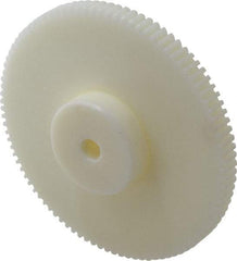 Poly Hi Solidur - 16 Pitch, 6" Pitch Diam, 6-1/8" OD, 96 Tooth Spur Gear - 1/2" Face Width, 1/2" Bore Diam, 2-1/4" Hub Diam, 14.5° Pressure Angle, Nylon - Exact Tool & Supply