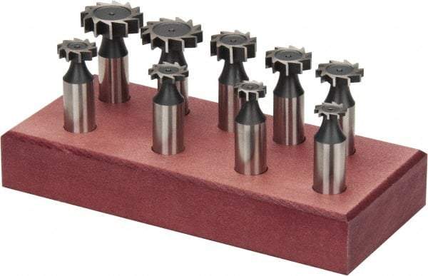 Value Collection - Straight Tooth Configuration, Woodruff and Keyseat Cutter Set - 204 to 808 ANSI, High Speed Steel, 9 Pieces - Exact Tool & Supply