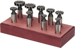 Value Collection - Straight Tooth Configuration, Woodruff and Keyseat Cutter Set - 204 to 808 ANSI, High Speed Steel, 9 Pieces - Exact Tool & Supply