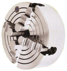 Interstate - 4 Jaw, 10" Diam, Independent Manual Lathe Chuck - D1-4 Mount, 2.756" Through Hole Diam, Cast Iron (Semi-Steel) - Exact Tool & Supply