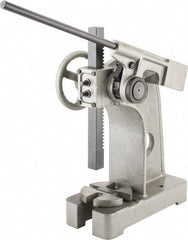 Interstate - 2-1/2" Ram, 6" Throat Depth, 3 Ton Manual Arbor Press - 12-5/8" Max Work Height x 12" Max Work Width, Ratchet Leverage, 20:1 Leverage Ratio, 8" Base Width x 18" Base Depth - Exact Tool & Supply