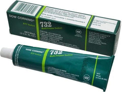 Dow Corning - 3 oz Tube Silver RTV Silicone Joint Sealant - -76 to -29.2°F Operating Temp, 20 min Tack Free Dry Time, 24 hr Full Cure Time, Series 732 - Exact Tool & Supply