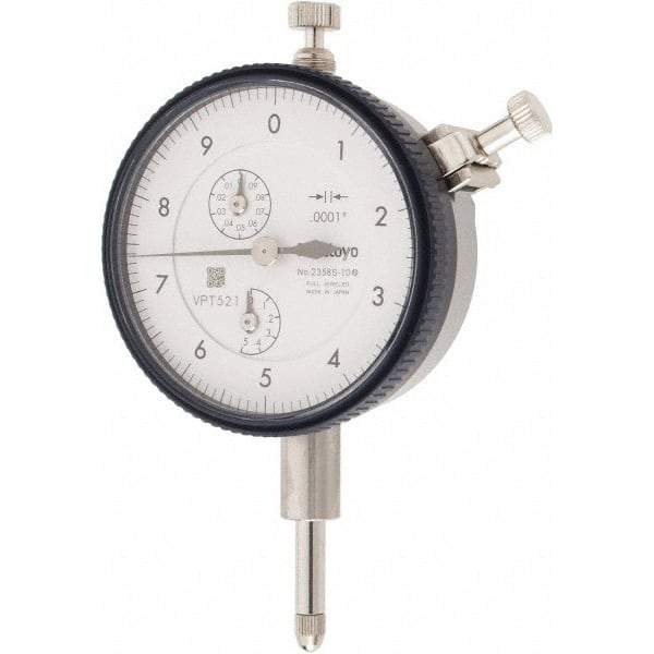 Mitutoyo - 1/2" Range, 0-10 Dial Reading, 0.0001" Graduation Dial Drop Indicator - 2-9/32" Dial, 0.01" Range per Revolution, 0.0008" Accuracy, Revolution Counter - Exact Tool & Supply
