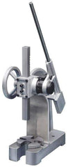 Interstate - 1-7/8" Ram, 5-15/16" Throat Depth, 2 Ton Manual Arbor Press - 8-1/2" Max Work Height x 11-7/8" Max Work Width, Ratchet Leverage, 25:1 Leverage Ratio, 6-1/4" Base Width x 15-3/4" Base Depth - Exact Tool & Supply