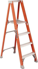 Louisville - 3 Steps, 3' High, Type IA Rating, Fiberglass Platform Ladder - 300 Lb Capacity, 22-3/4" Base Width - Exact Tool & Supply